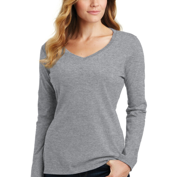 No Cust - Ladies Long Sleeve Fan Favorite V Neck Tee Thumbnail