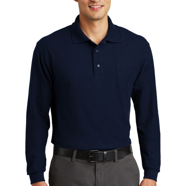 Long Sleeve Silk Touch™ Polo with Pocket Thumbnail